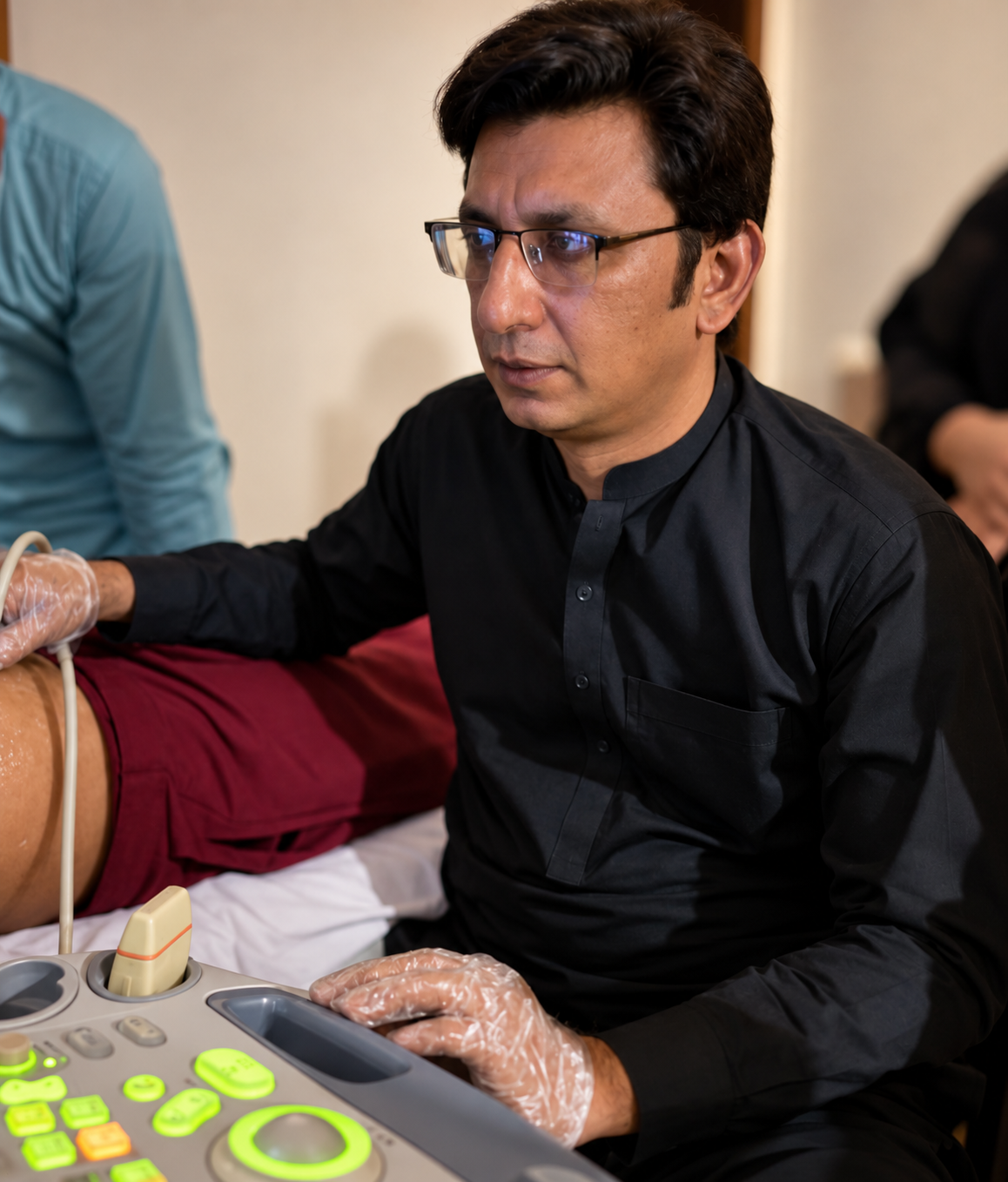 Focused Sonographer Performing Ultrasound Scan
